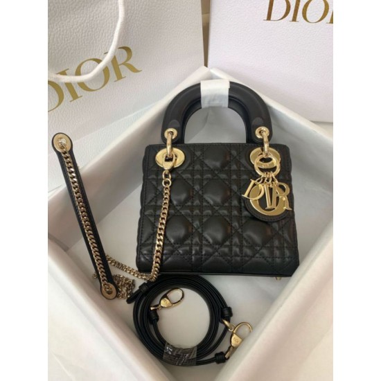 Replica Borsa Mini Lady Dior con cuciture cannage nero Imitazioni Outlet Premio