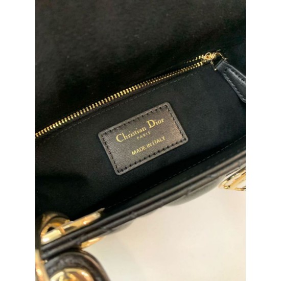 Replica Borsa Mini Lady Dior con cuciture cannage nero Imitazioni Outlet Premio