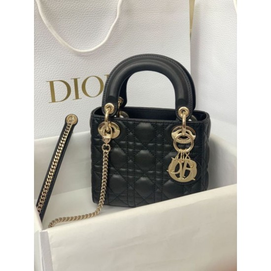 Replica Borsa Mini Lady Dior con cuciture cannage nero Imitazioni Outlet Premio