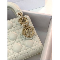Replica Borsa Mini Lady Dior con cuciture cannage bianco Imitazioni Outlet Premio