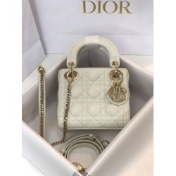Replica Borsa Mini Lady Dior con cuciture cannage bianco Imitazioni Outlet Premio