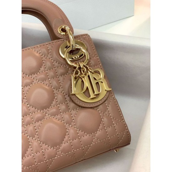 Replica Borsa Mini Lady Dior con cuciture cannage rosa Imitazioni Outlet Premio