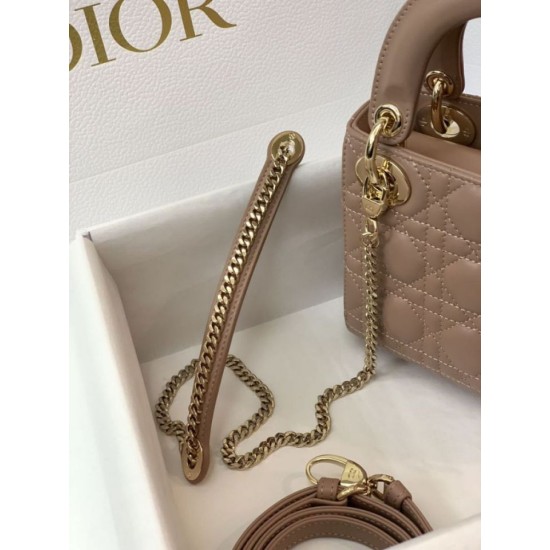 Replica Borsa Mini Lady Dior con cuciture cannage rosa Imitazioni Outlet Premio