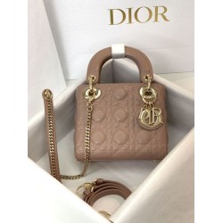 Replica Borsa Mini Lady Dior con cuciture cannage rosa Imitazioni Outlet Premio