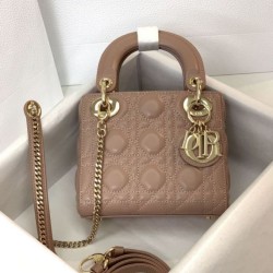 Replica Borsa Mini Lady Dior con cuciture cannage rosa Imitazioni Outlet Premio