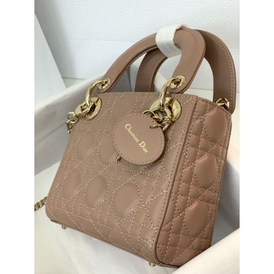 Replica Borsa Mini Lady Dior con cuciture cannage rosa Imitazioni Outlet Premio