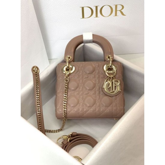 Replica Borsa Mini Lady Dior con cuciture cannage rosa Imitazioni Outlet Premio