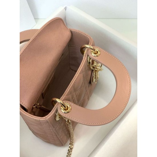 Replica Borsa Mini Lady Dior con cuciture cannage rosa Imitazioni Outlet Premio