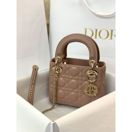 Replica Borsa Mini Lady Dior con cuciture cannage rosa Imitazioni Outlet Premio
