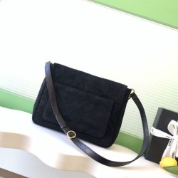 Falso superiore Borsa hobo Chanel 26c AS5886 scamosciata trapuntata nero Imitazioni Outlet