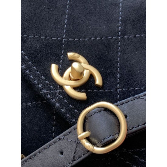 Falso superiore Borsa hobo Chanel 26c AS5886 scamosciata trapuntata nero Imitazioni Outlet