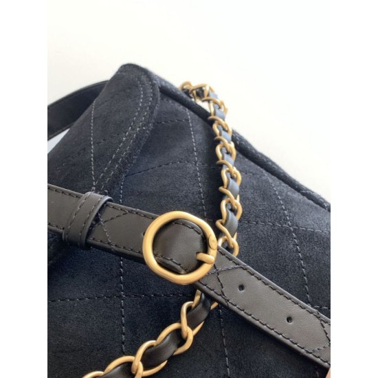 Falso superiore Borsa hobo Chanel 26c AS5886 scamosciata trapuntata nero Imitazioni Outlet