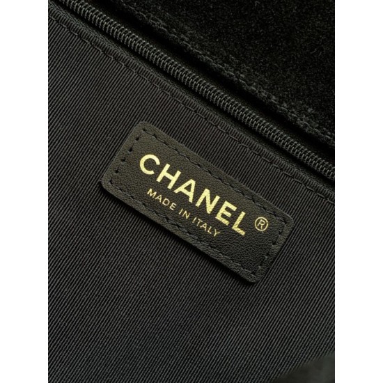 Falso superiore Borsa hobo Chanel 26c AS5886 scamosciata trapuntata nero Imitazioni Outlet