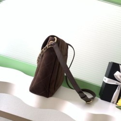Falso superiore Borsa hobo Chanel 26c AS5886 scamosciata trapuntata marrone Imitazioni Outlet