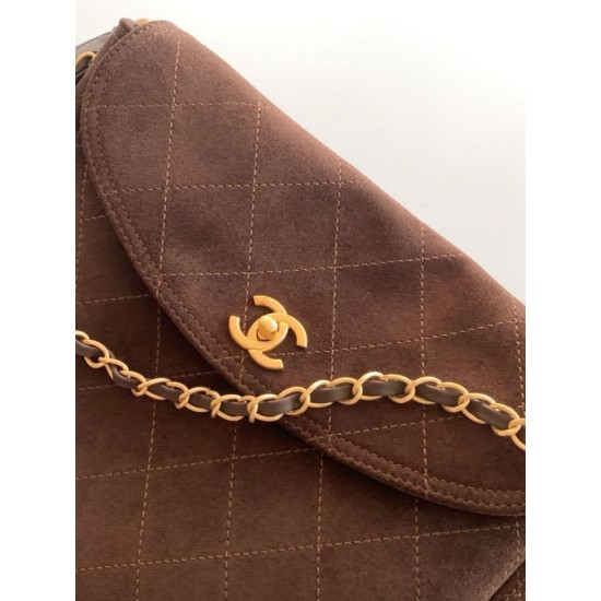 Falso superiore Borsa hobo Chanel 26c AS5886 scamosciata trapuntata marrone Imitazioni Outlet