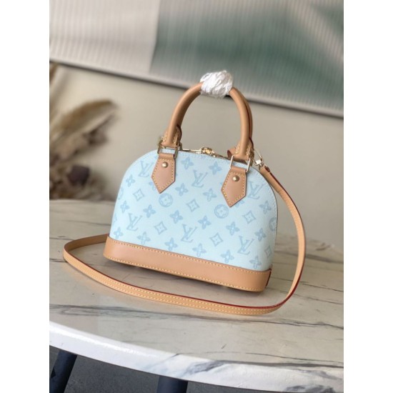 Falso superiore Borsa Louis Vuitton Alma BB M27526 Monogram Origine Bleu Courrier Imitazioni Outlet