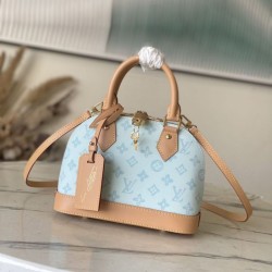 Falso superiore Borsa Louis Vuitton Alma BB M27526 Monogram Origine Bleu Courrier Imitazioni Outlet