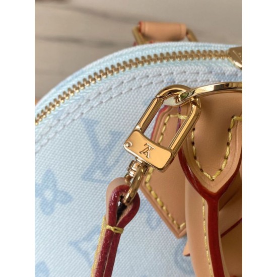 Falso superiore Borsa Louis Vuitton Alma BB M27526 Monogram Origine Bleu Courrier Imitazioni Outlet