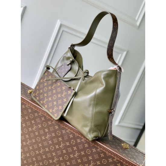 Falso superiore Borsa a mano Louis Vuitton CarryAll Vibe MM M14268 Verde Imitazioni Outlet