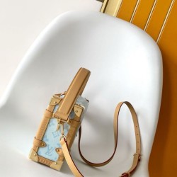 Falso superiore Borsa a mano Louis Vuitton Side Trunk MM  M27891 Azzurra Imitazioni Outlet