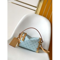 Falso superiore Borsa a mano Louis Vuitton Side Trunk MM  M27891 Azzurra Imitazioni Outlet