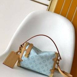 Falso superiore Borsa a mano Louis Vuitton Side Trunk MM  M27891 Azzurra Imitazioni Outlet