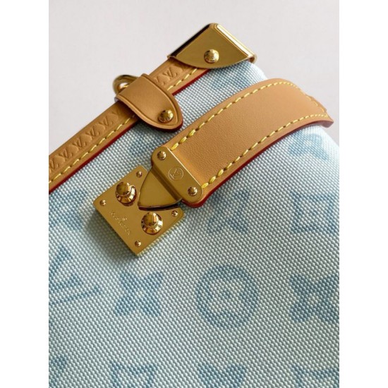 Falso superiore Borsa a mano Louis Vuitton Side Trunk MM  M27891 Azzurra Imitazioni Outlet