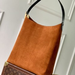 Falso superiore Borsa a mano Louis Vuitton Low Key Hobo MM M25516 scamosciata arancione Imitazioni Outlet