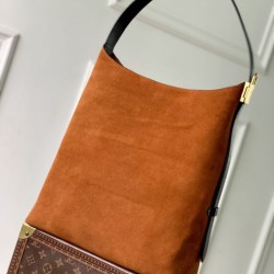 Falso superiore Borsa a mano Louis Vuitton Low Key Hobo MM M25516 scamosciata arancione Imitazioni Outlet