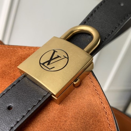 Premium Replica Borsa a mano Louis Vuitton Low Key Hobo MM M25516 scamosciata arancione False Online Falso superiore Borsa a mano Louis Vuitton Low Key Hobo MM M25516 scamosciata arancione Imitazioni Outlet