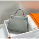 Falso superiore Borsa Sellier Kelly 25cm Hermes Epsom Grigio chiaro Imitazioni Outlet
