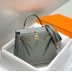 Falso superiore Borsa Sellier Kelly 25cm Hermes Epsom Grigio chiaro Imitazioni Outlet