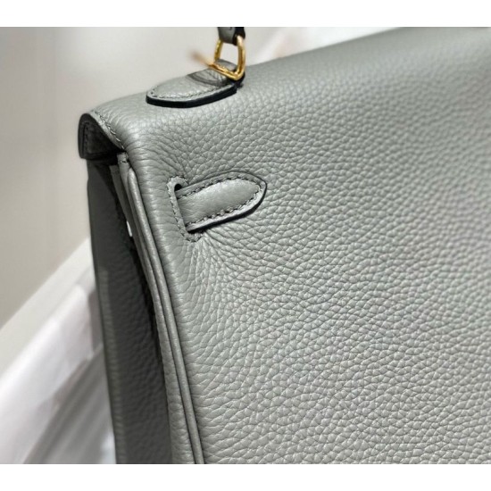 Falso superiore Borsa Sellier Kelly 25cm Hermes Epsom Grigio chiaro Imitazioni Outlet
