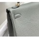 Falso superiore Borsa Sellier Kelly 25cm Hermes Epsom Grigio chiaro Imitazioni Outlet