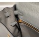 Falso superiore Borsa Sellier Kelly 25cm Hermes Epsom Grigio chiaro Imitazioni Outlet