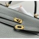 Falso superiore Borsa Sellier Kelly 25cm Hermes Epsom Grigio chiaro Imitazioni Outlet
