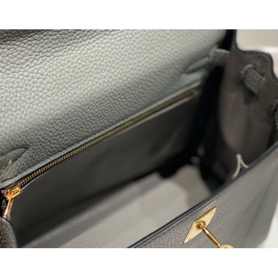Falso superiore Borsa Sellier Kelly 25cm Hermes Epsom Grigio chiaro Imitazioni Outlet