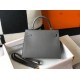 Falso superiore Borsa Sellier Kelly 25 Hermes Epsom Grigio scuro Imitazioni Outlet
