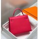 Falso superiore Borsa Sellier Kelly 25cm Hermes Epsom Rosa rossa Imitazioni Outlet