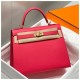 Falso superiore Borsa Sellier Kelly 25cm Hermes Epsom Rosa rossa Imitazioni Outlet