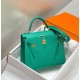 Falso superiore Borsa Sellier Kelly 25/28cm Hermes Epsom Verde Giada Imitazioni Outlet