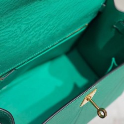 Falso superiore Borsa Sellier Kelly 25/28cm Hermes Epsom Verde Giada Imitazioni Outlet