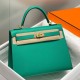 Falso superiore Borsa Sellier Kelly 25/28cm Hermes Epsom Verde Giada Imitazioni Outlet
