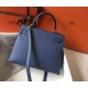 Falso superiore Borse Hermes Kelly 28cm blu Epsom GHW Imitazioni Outlet
