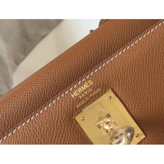 Falso superiore Borse Hermes Kelly 28cm Epsom Marrone GHW Imitazioni Outlet