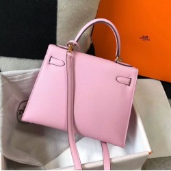 Falso superiore Borsa Hermes Kelly 28cm Epsom Rosa GHW Imitazioni Outlet