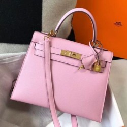 Falso superiore Borsa Hermes Kelly 28cm Epsom Rosa GHW Imitazioni Outlet