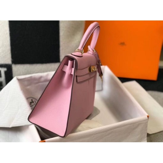 Falso superiore Borsa Hermes Kelly 28cm Epsom Rosa GHW Imitazioni Outlet