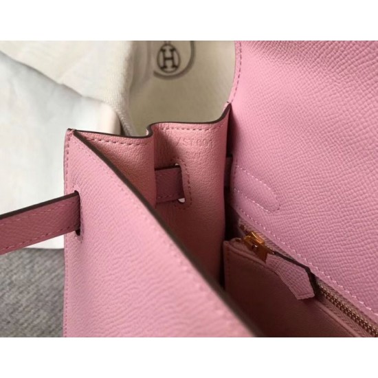 Falso superiore Borsa Hermes Kelly 28cm Epsom Rosa GHW Imitazioni Outlet