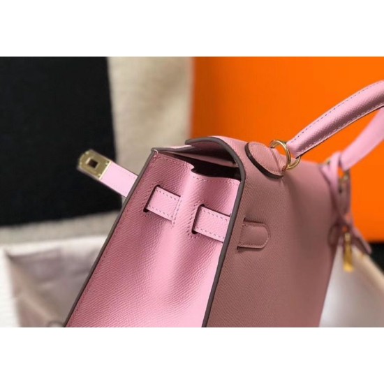 Falso superiore Borsa Hermes Kelly 28cm Epsom Rosa GHW Imitazioni Outlet